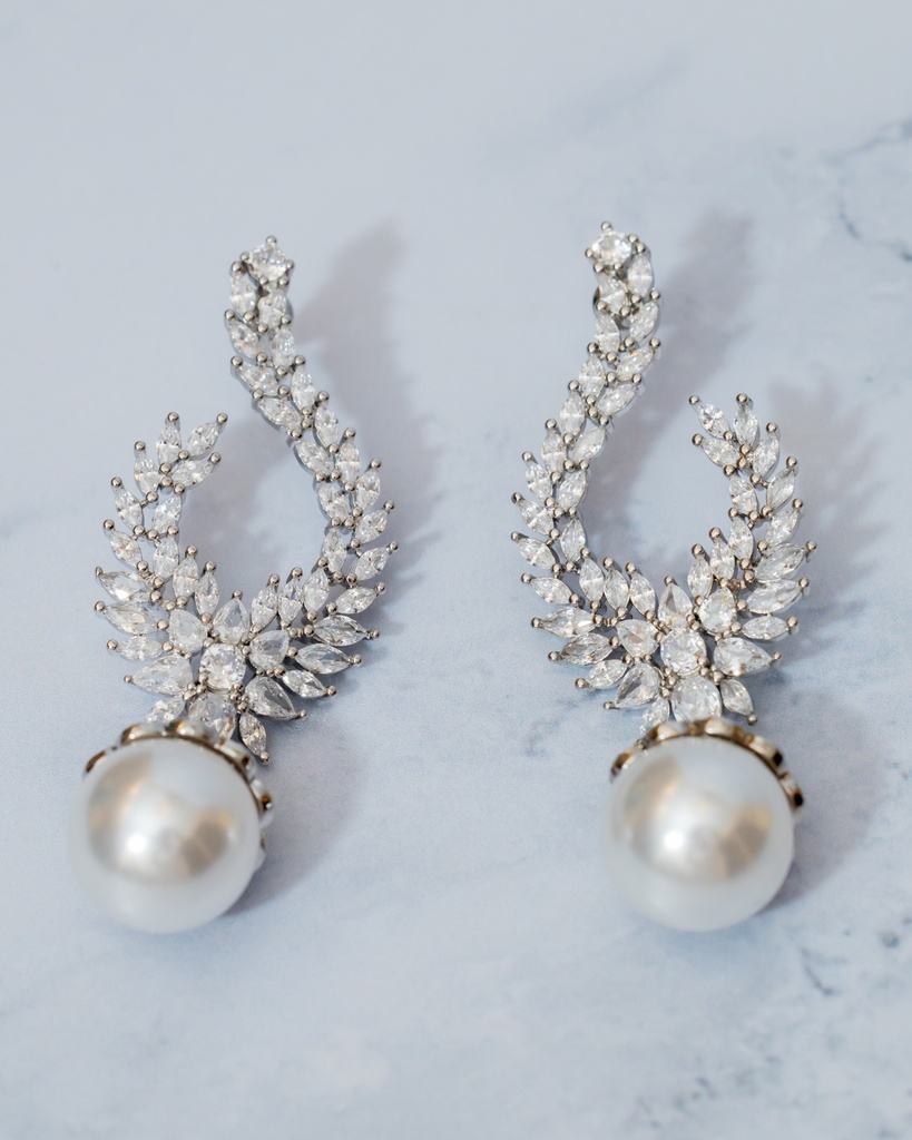 Arete U Cristales Grandes Perla Colgando