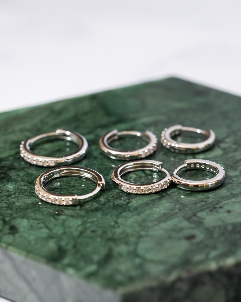 Argollas Mini Cristales Plata 925