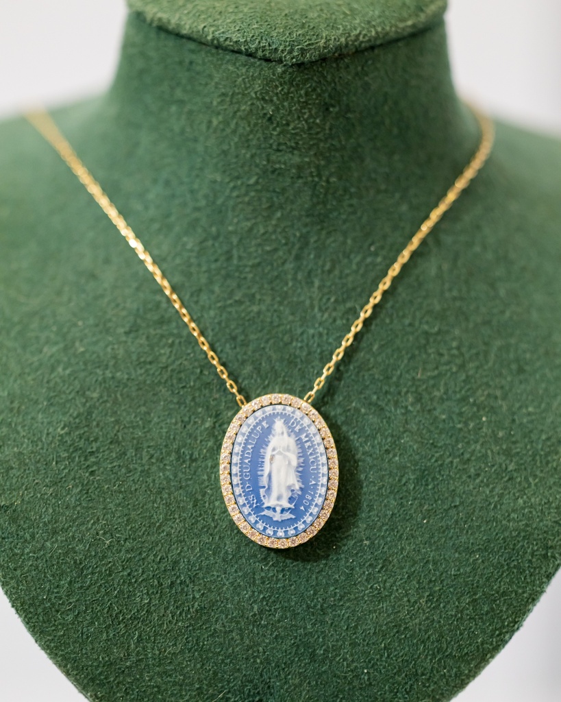 Collar Virgen Azul Cristales
