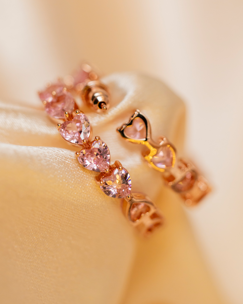 Argolla Rose Gold Corazones Pink