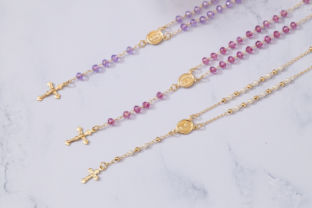 Collar Rosario Cristales Colores