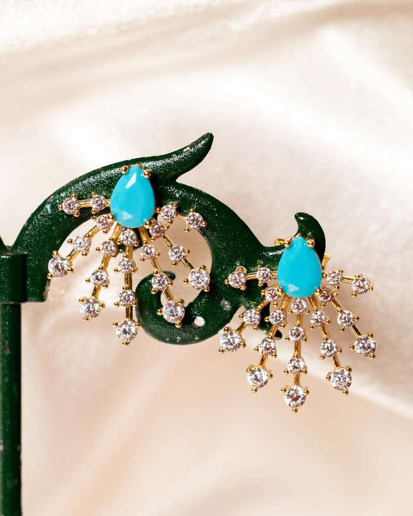 Arete Erizo Turquesa Dorado