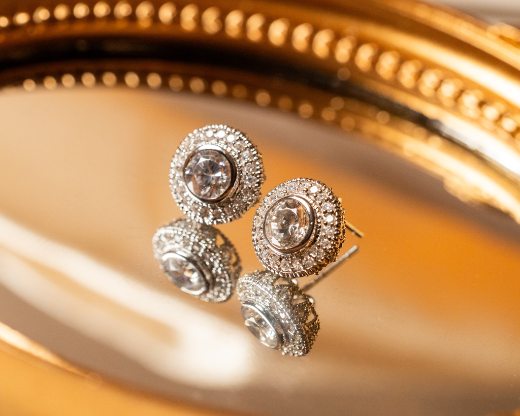 Arete Redondo Halo Cristal Vintage