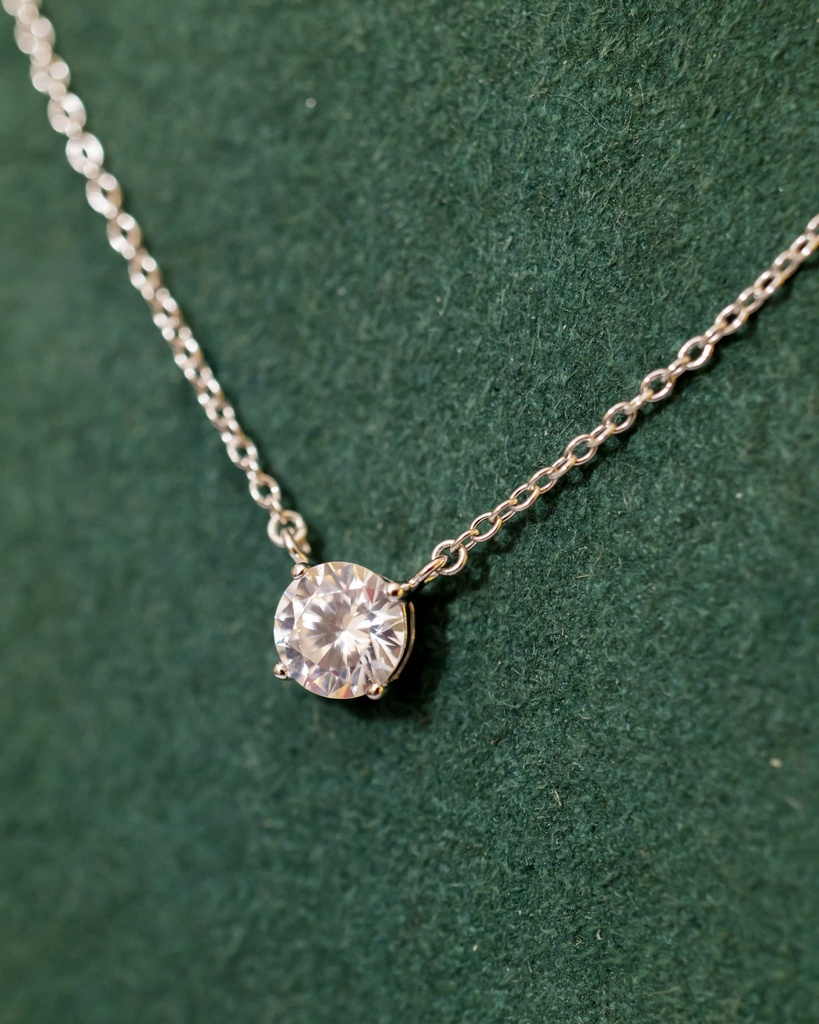 Collar Solitario Plateado 8mm