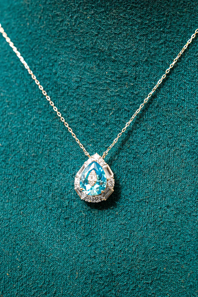 Collar Gota Zirconia Azul Aquamarine
