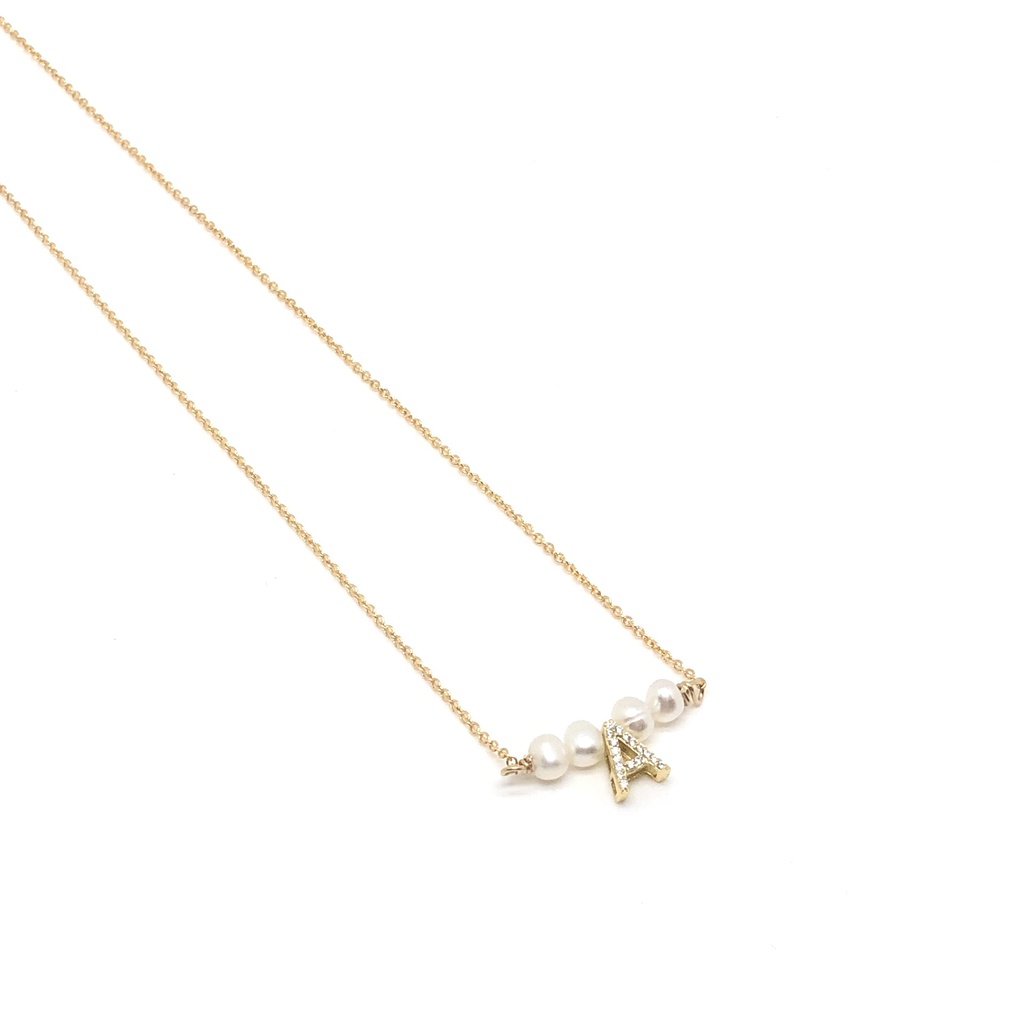 Collar Inicial Perlas Cristales