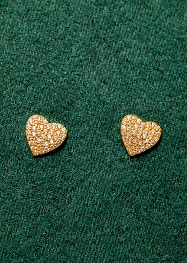 Arete Corazon Cristales Dorado Rosca