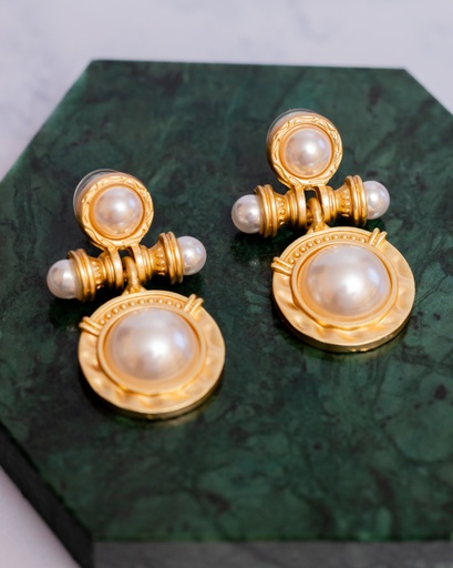 [11815] Arete Circulos Perlas Vintage