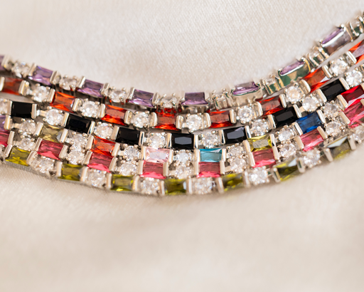 Pulsera Tennis Cristal Color Bi Color