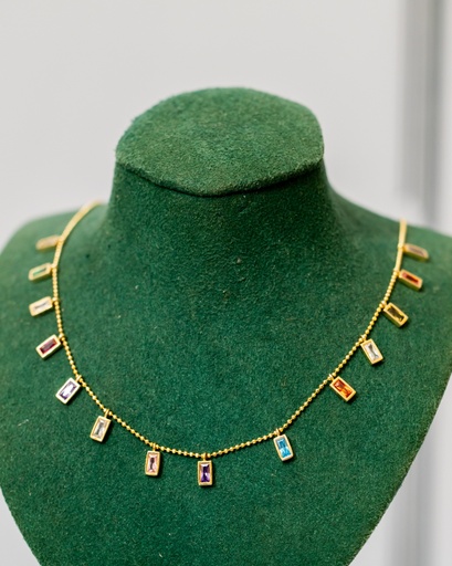 [12141] Collar Multicolores Cuadritos colgando