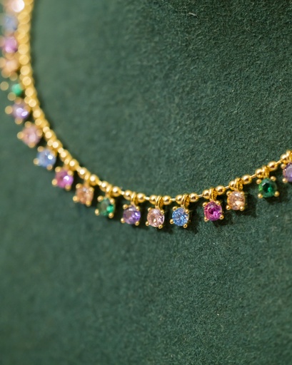 [12277] Collar Bolitas Multicolor Dorado