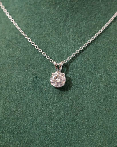 [12283] Collar Solitario Plateado Colgando 6mm