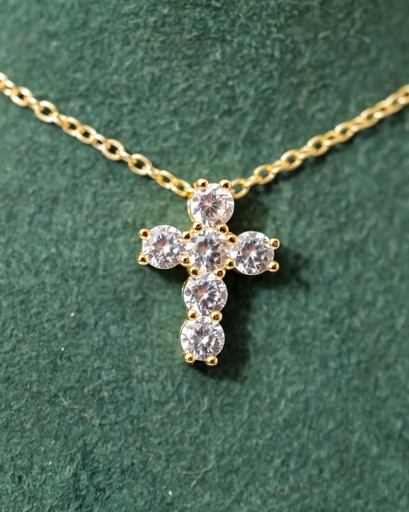 Collar Cruz Cristales Mediano