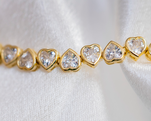 Pulsera Tennis Clear Corazones 