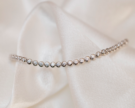 [12552] Pulsera Tennis Bezel 3 MM Plateado