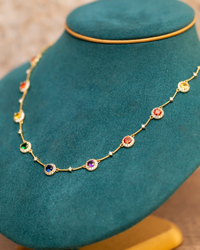 [12578] Collar Circulos Multicolor  Cristales