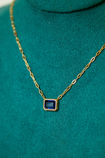 [12728] Collar Eslabones Rectangulo Azul