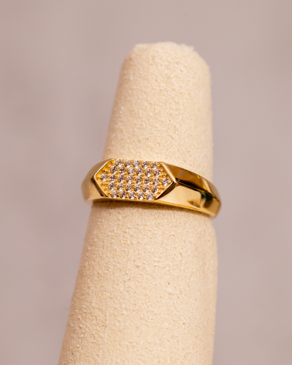 [13017] Anillo Pinky Dorado Cristales #4