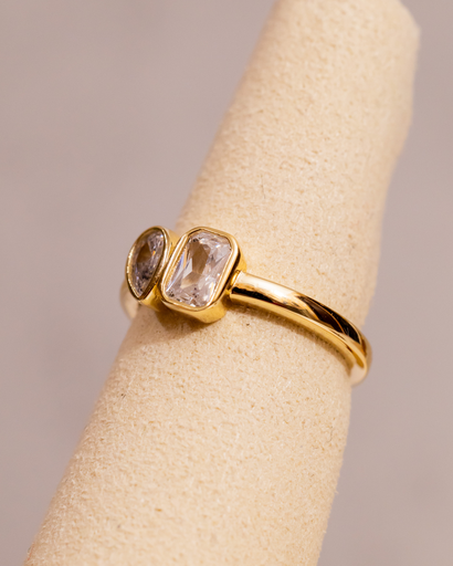 Anillo Dos Piedras Clear Arriba 