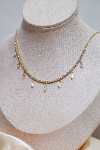 Collar Cristales Gotas Clear