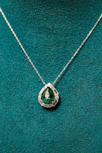 [13156] Collar Gota Zirconia Verde Esmeralda